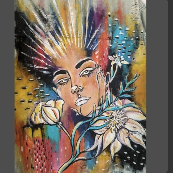 Hand-painted Jacket Handmade Artistic Streetware - Picture 2 of 7